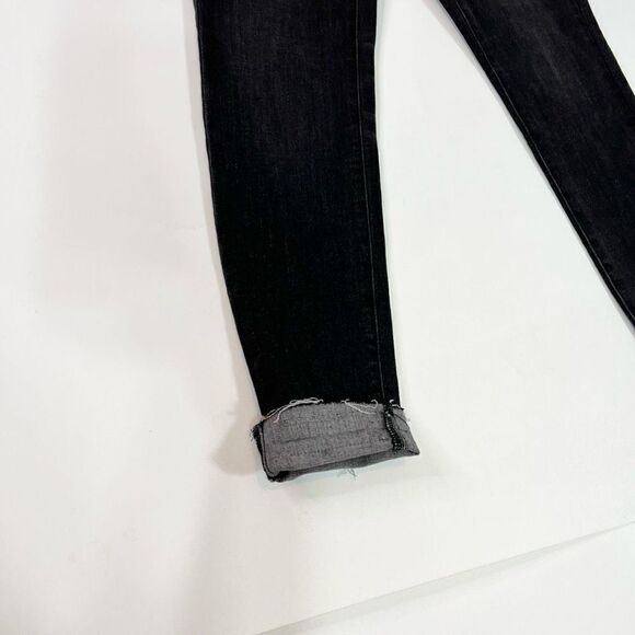 Blank NYC The Bond Skinny Jeans Womens 27 Black Wash Mid Rise Raw Hem Cuffs New - Picture 2 of 11